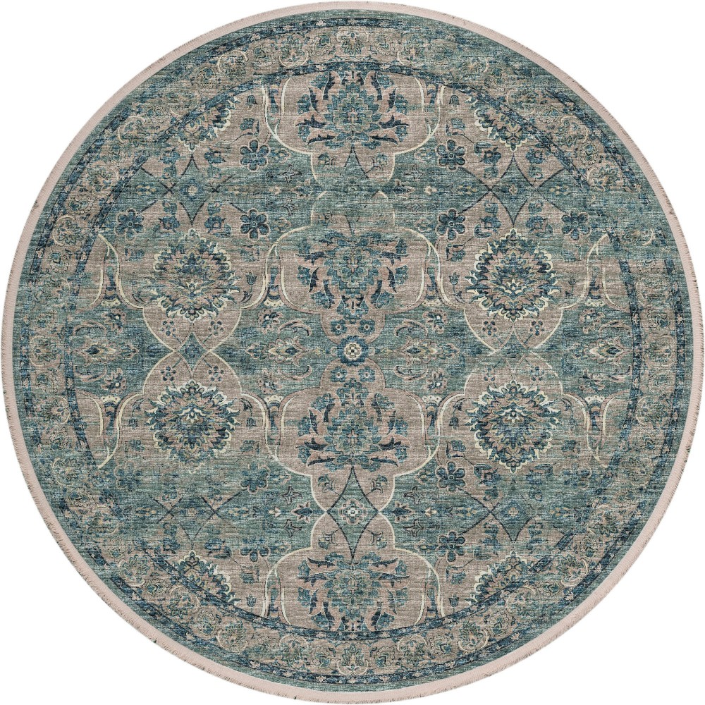 Indoor/Outdoor Marbella MB5 Mineral Blue Washable 10' x 10' Round Rug