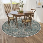 Indoor/Outdoor Marbella MB5 Mineral Blue Washable 10' x 10' Round Rug