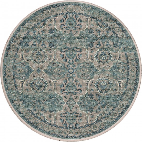 Indoor/Outdoor Marbella MB5 Mineral Blue Washable 6' x 6' Round Rug