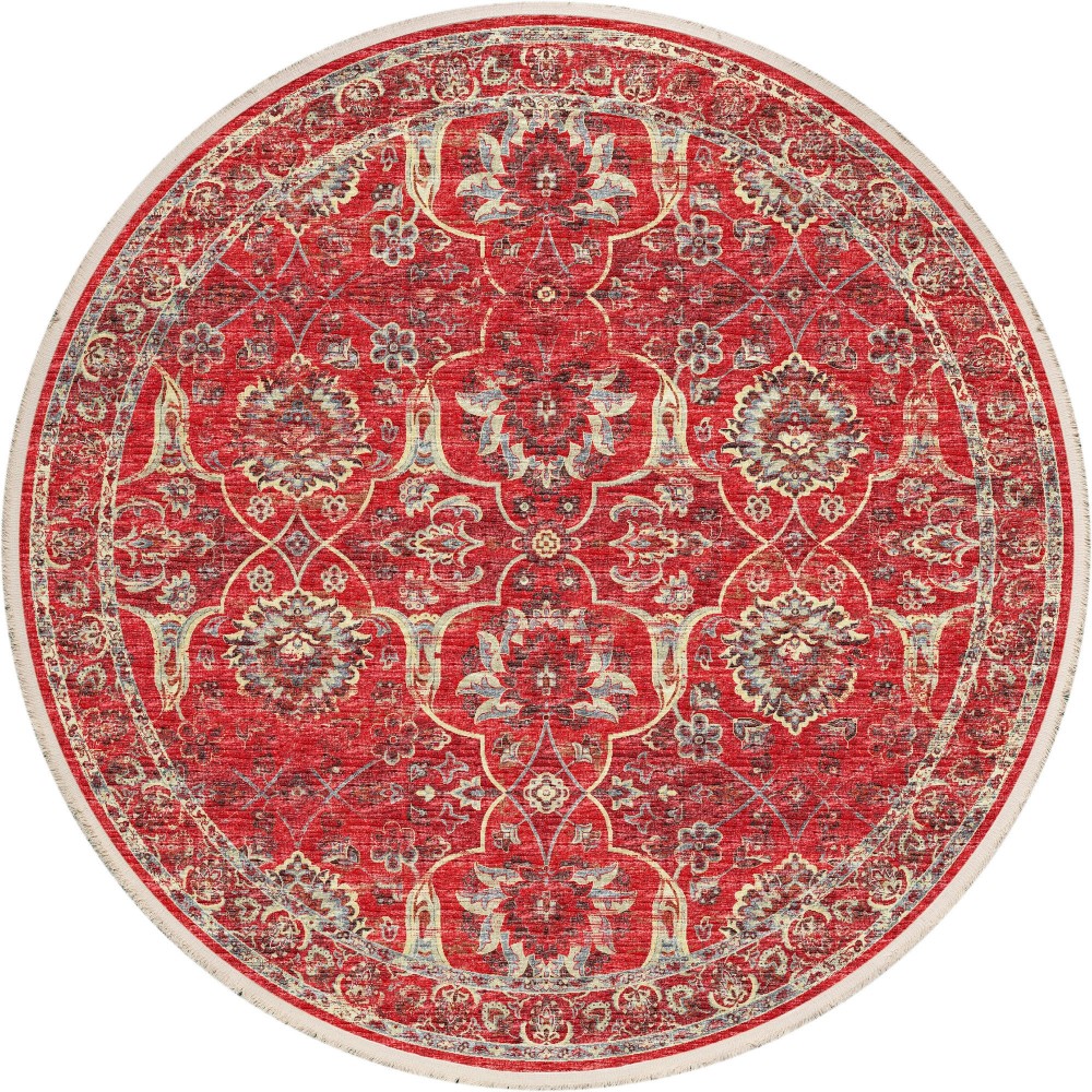 Indoor/Outdoor Marbella MB5 Poppy Washable 10' x 10' Round Rug