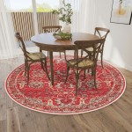 Indoor/Outdoor Marbella MB5 Poppy Washable 8' x 8' Round Rug