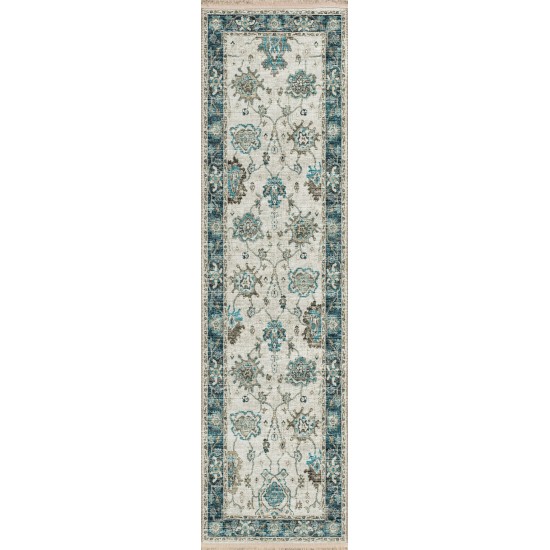 Indoor/Outdoor Marbella MB6 Flax Washable 2'3" x 12' Runner Rug