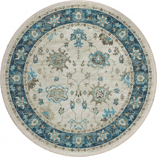 Indoor/Outdoor Marbella MB6 Flax Washable 4' x 4' Round Rug