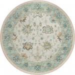 Indoor/Outdoor Marbella MB6 Ivory Washable 4\' x 4\' Round Rug