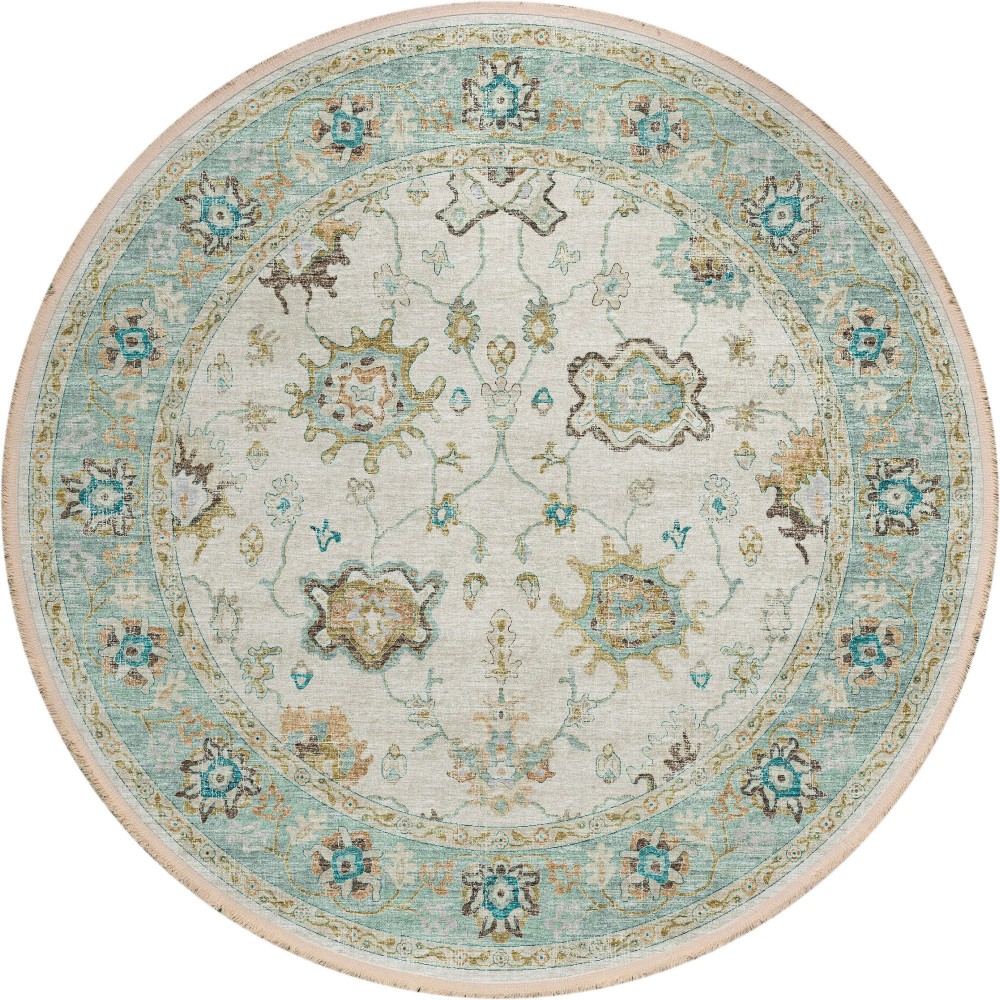 Indoor/Outdoor Marbella MB6 Ivory Washable 4' x 4' Round Rug
