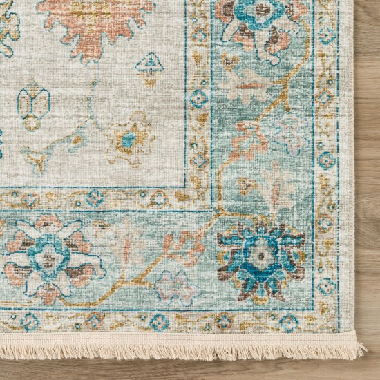 Indoor/Outdoor Marbella MB6 Ivory Washable 4' x 4' Round Rug