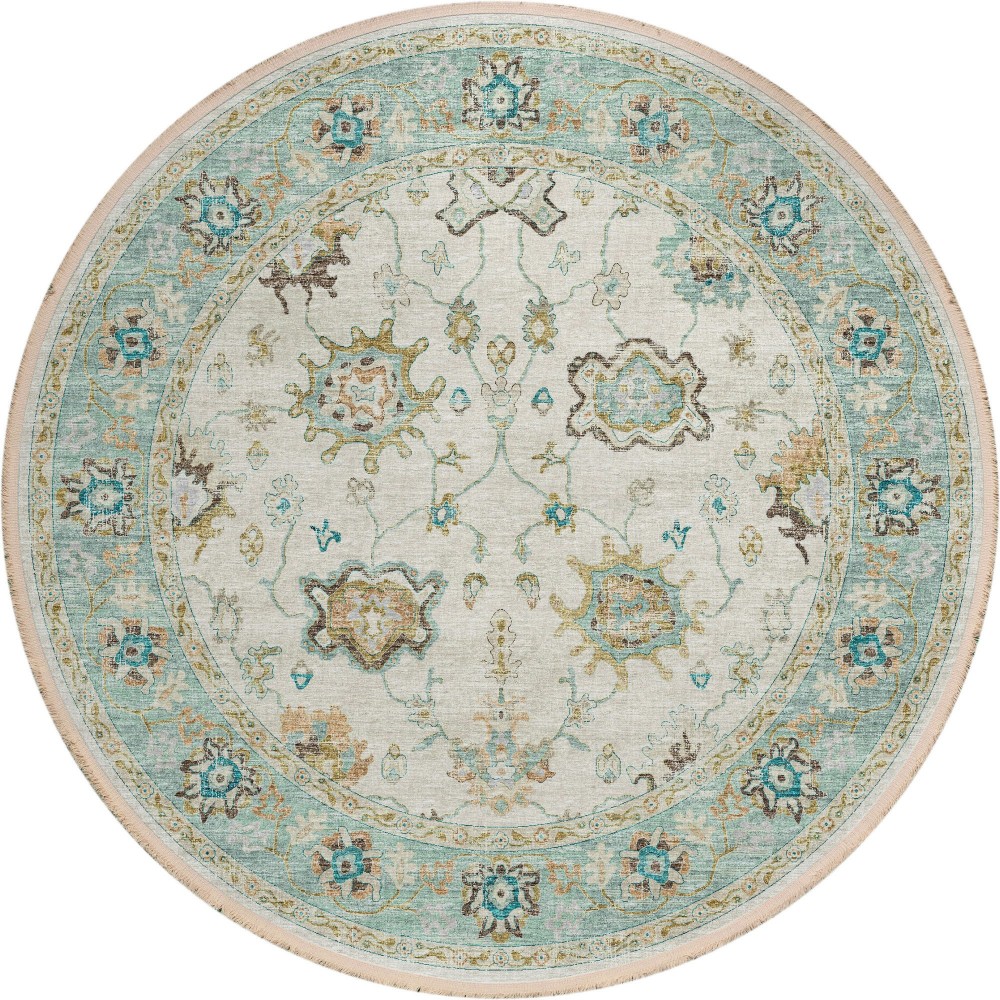 Indoor/Outdoor Marbella MB6 Ivory Washable 6' x 6' Round Rug