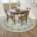 Indoor/Outdoor Marbella MB6 Ivory Washable 6' x 6' Round Rug