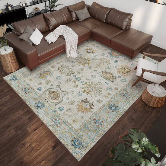 Indoor/Outdoor Marbella MB6 Ivory Washable 8' x 10' Rug