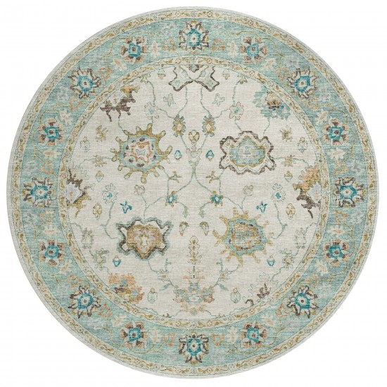 Indoor/Outdoor Marbella MB6 Ivory Washable 8' x 8' Round Rug