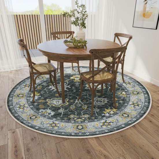 Indoor/Outdoor Marbella MB6 Midnight Washable 10' x 10' Round Rug