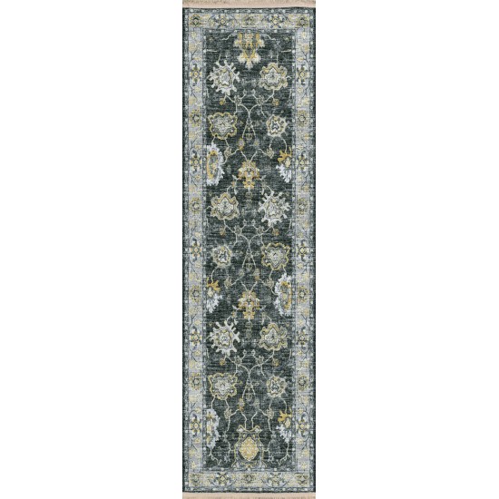 Indoor/Outdoor Marbella MB6 Midnight Washable 2'3" x 10' Runner Rug