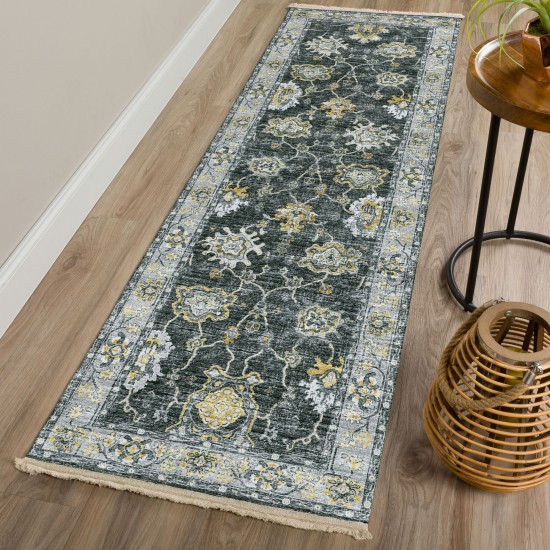 Indoor/Outdoor Marbella MB6 Midnight Washable 2'3" x 10' Runner Rug