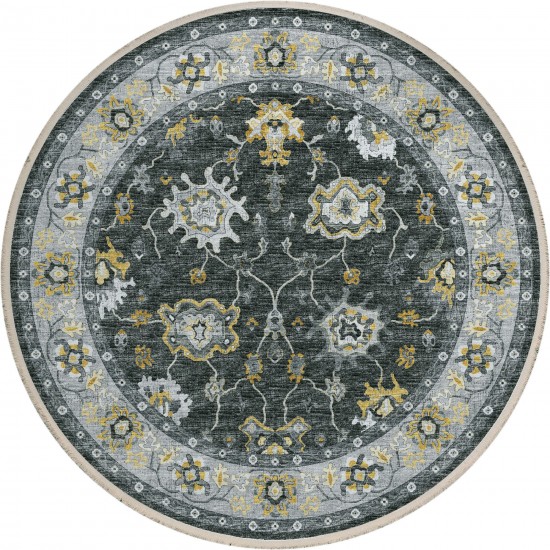 Indoor/Outdoor Marbella MB6 Midnight Washable 4' x 4' Round Rug