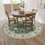 Indoor/Outdoor Marbella MB6 Olive Washable 10' x 10' Round Rug