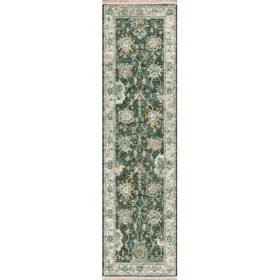 Indoor/Outdoor Marbella MB6 Olive Washable 2'3" x 10' Runner Rug