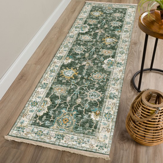 Indoor/Outdoor Marbella MB6 Olive Washable 2'3" x 10' Runner Rug