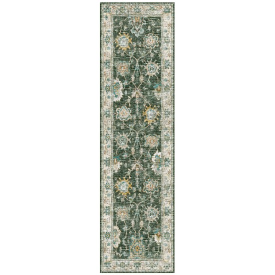 Indoor/Outdoor Marbella MB6 Olive Washable 2'3" x 7'6" Runner Rug