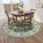 Indoor/Outdoor Marbella MB6 Olive Washable 8' x 8' Round Rug