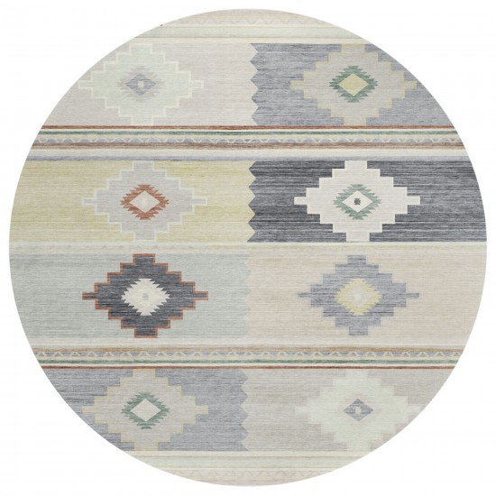 Indoor/Outdoor Phoenix PH1 Ivory Washable 8' x 8' Round Rug