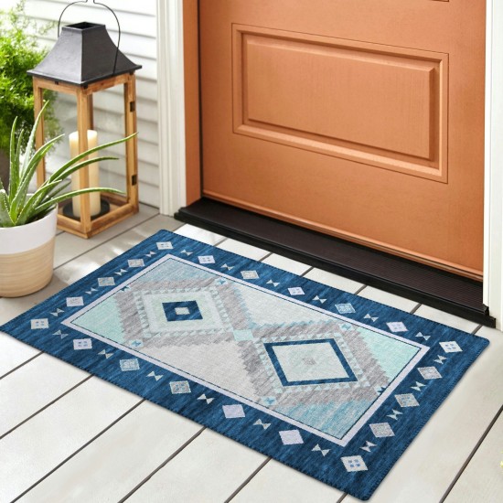 Indoor/Outdoor Phoenix PH2 Denim Washable 1'8" x 2'6" Rug