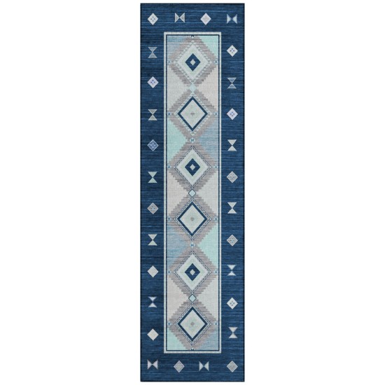 Indoor/Outdoor Phoenix PH2 Denim Washable 2'3" x 7'6" Runner Rug