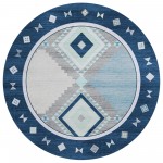 Indoor/Outdoor Phoenix PH2 Denim Washable 8' x 8' Round Rug