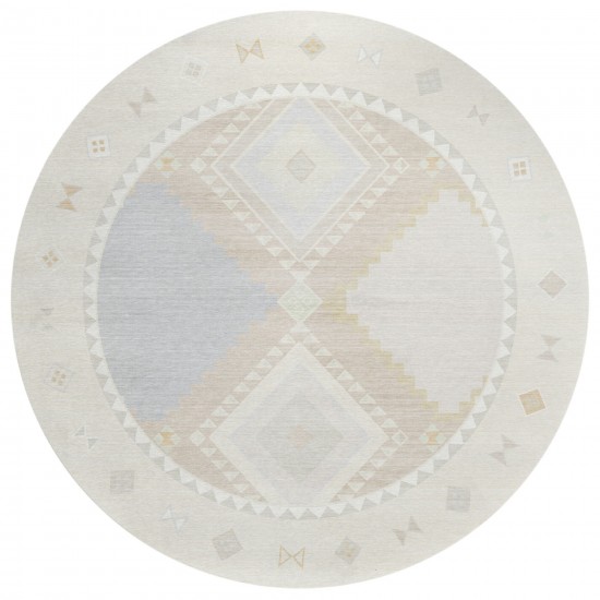 Indoor/Outdoor Phoenix PH2 Ivory Washable 8' x 8' Round Rug