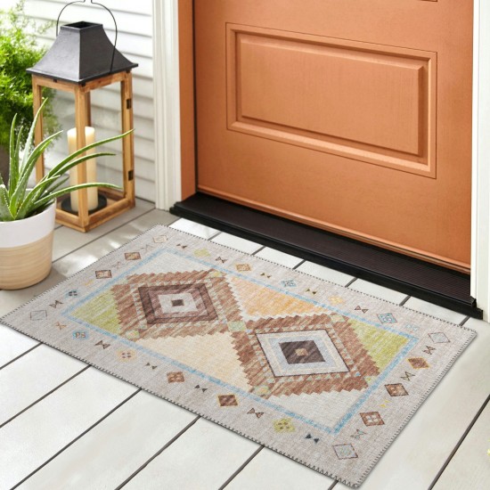 Indoor/Outdoor Phoenix PH2 Taupe Washable 1'8" x 2'6" Rug