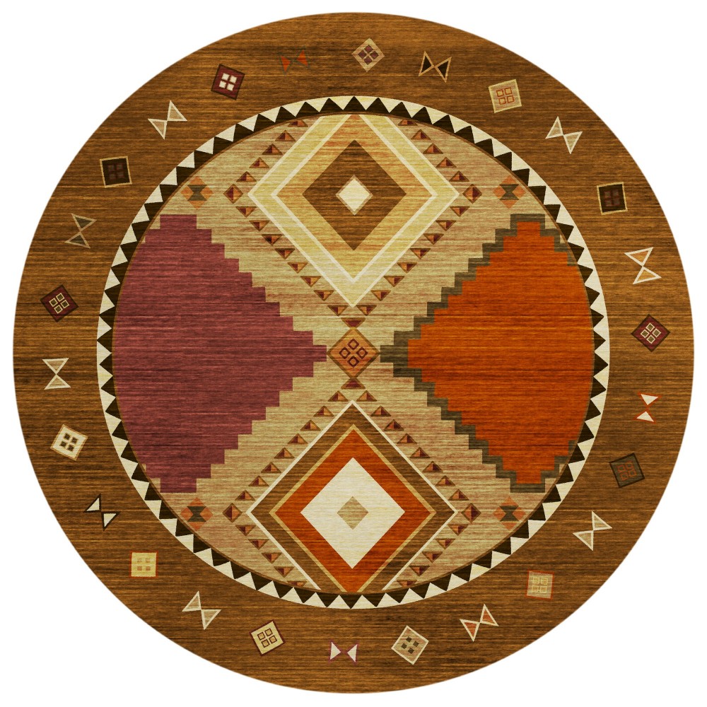 Indoor/Outdoor Phoenix PH2 Walnut Washable 8' x 8' Round Rug