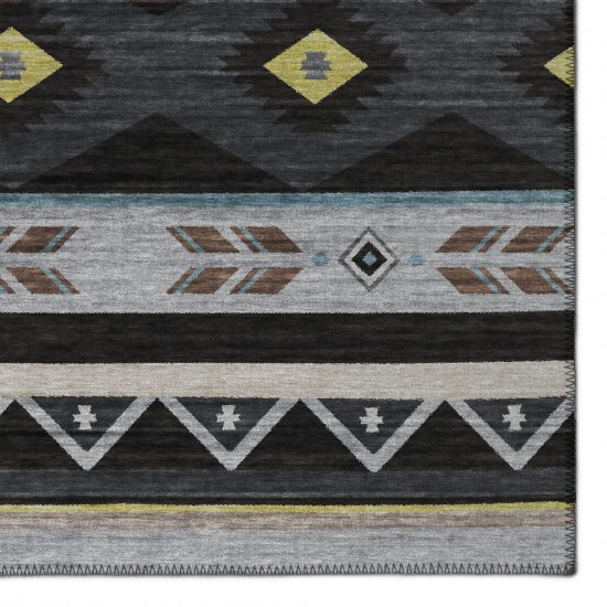 Indoor/Outdoor Phoenix PH3 Black Washable 2'3" x 7'6" Runner Rug