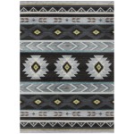 Indoor/Outdoor Phoenix PH3 Black Washable 5' x 7'6" Rug