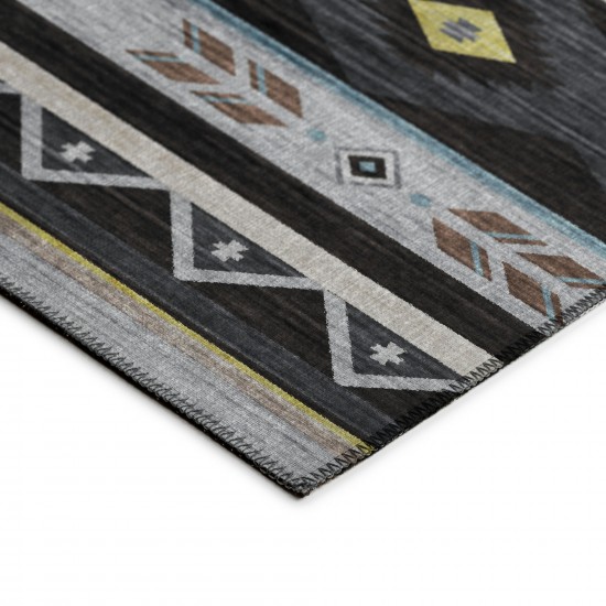 Indoor/Outdoor Phoenix PH3 Black Washable 5' x 7'6" Rug