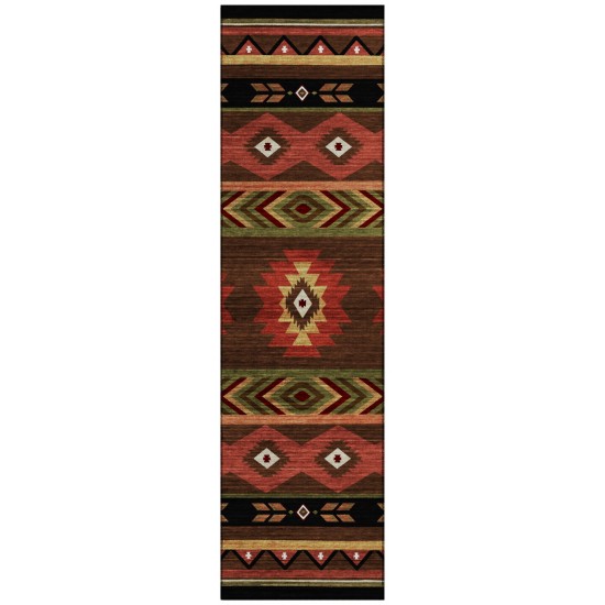 Indoor/Outdoor Phoenix PH3 Chocolate Washable 2'3" x 7'6" Runner Rug