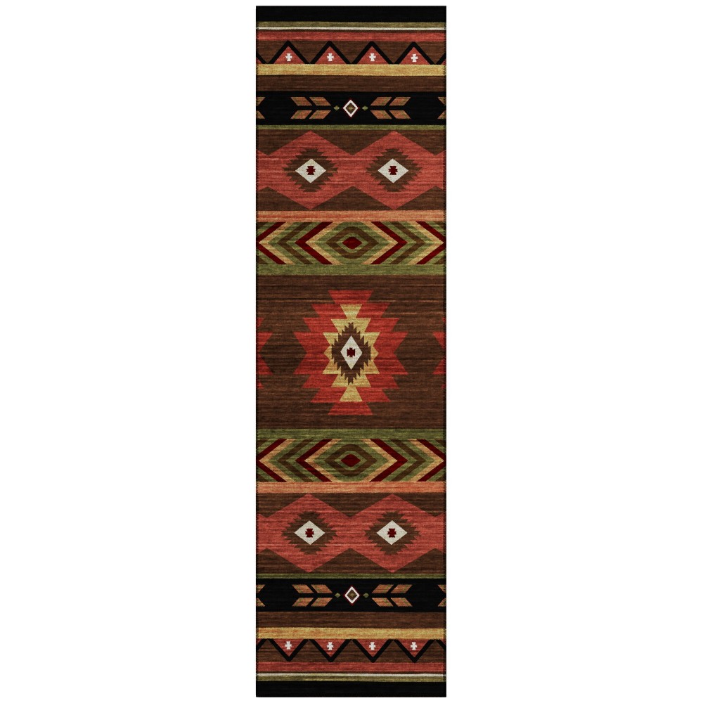 Indoor/Outdoor Phoenix PH3 Chocolate Washable 2'3" x 7'6" Runner Rug