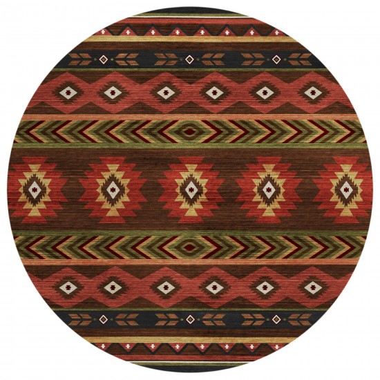 Indoor/Outdoor Phoenix PH3 Chocolate Washable 8' x 8' Round Rug