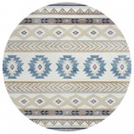 Indoor/Outdoor Phoenix PH3 Ivory Washable 8' x 8' Round Rug