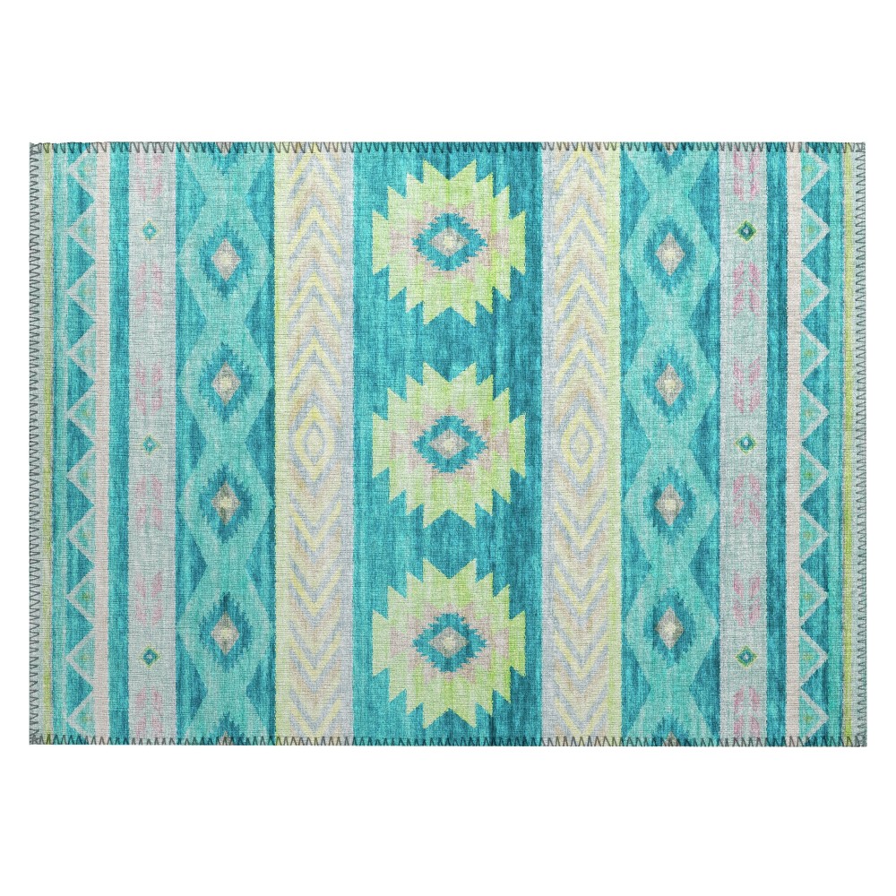 Indoor/Outdoor Phoenix PH3 Teal Washable 1'8" x 2'6" Rug