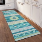 Indoor/Outdoor Phoenix PH3 Teal Washable 2'3" x 7'6" Runner Rug