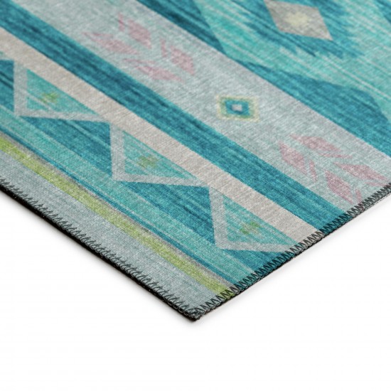 Indoor/Outdoor Phoenix PH3 Teal Washable 2'3" x 7'6" Runner Rug