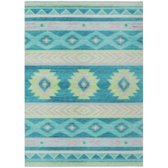 Indoor/Outdoor Phoenix PH3 Teal Washable 3' x 5' Rug