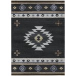 Indoor/Outdoor Phoenix PH4 Black Washable 10' x 14' Rug