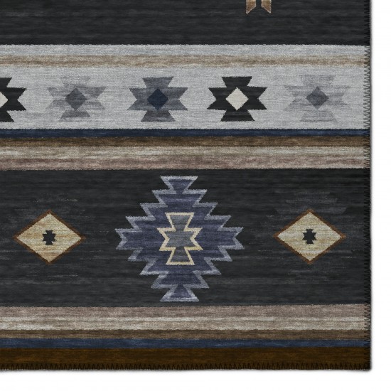 Indoor/Outdoor Phoenix PH4 Black Washable 10' x 14' Rug