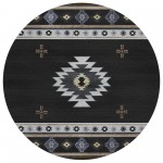 Indoor/Outdoor Phoenix PH4 Black Washable 8' x 8' Round Rug