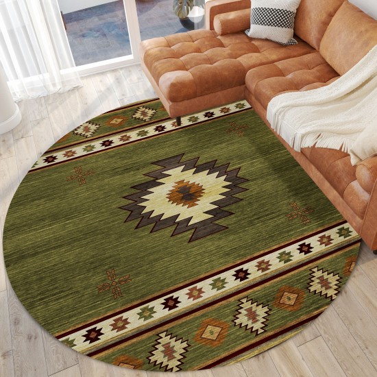 Indoor/Outdoor Phoenix PH4 Cactus Washable 8' x 8' Round Rug