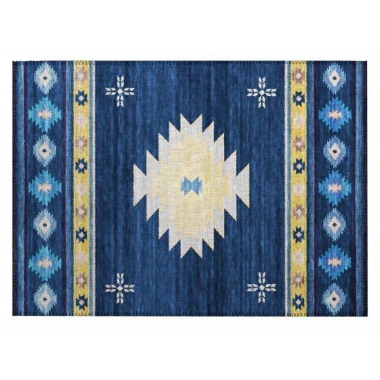 Indoor/Outdoor Phoenix PH4 Navy Washable 1'8" x 2'6" Rug