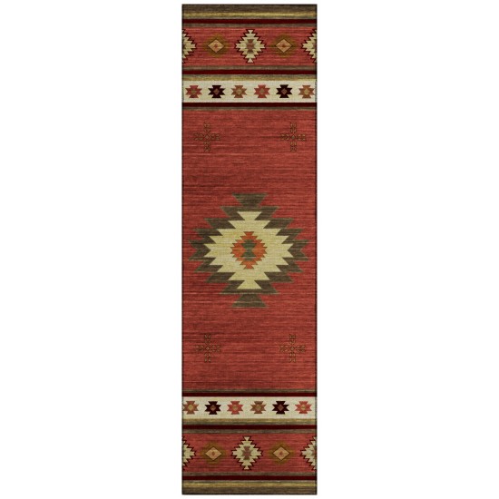 Indoor/Outdoor Phoenix PH4 Paprika Washable 2'3" x 7'6" Runner Rug