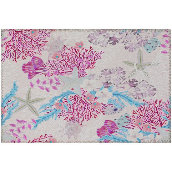 Indoor/Outdoor Seabreeze SZ1 Blush Washable 1'8" x 2'6" Rug