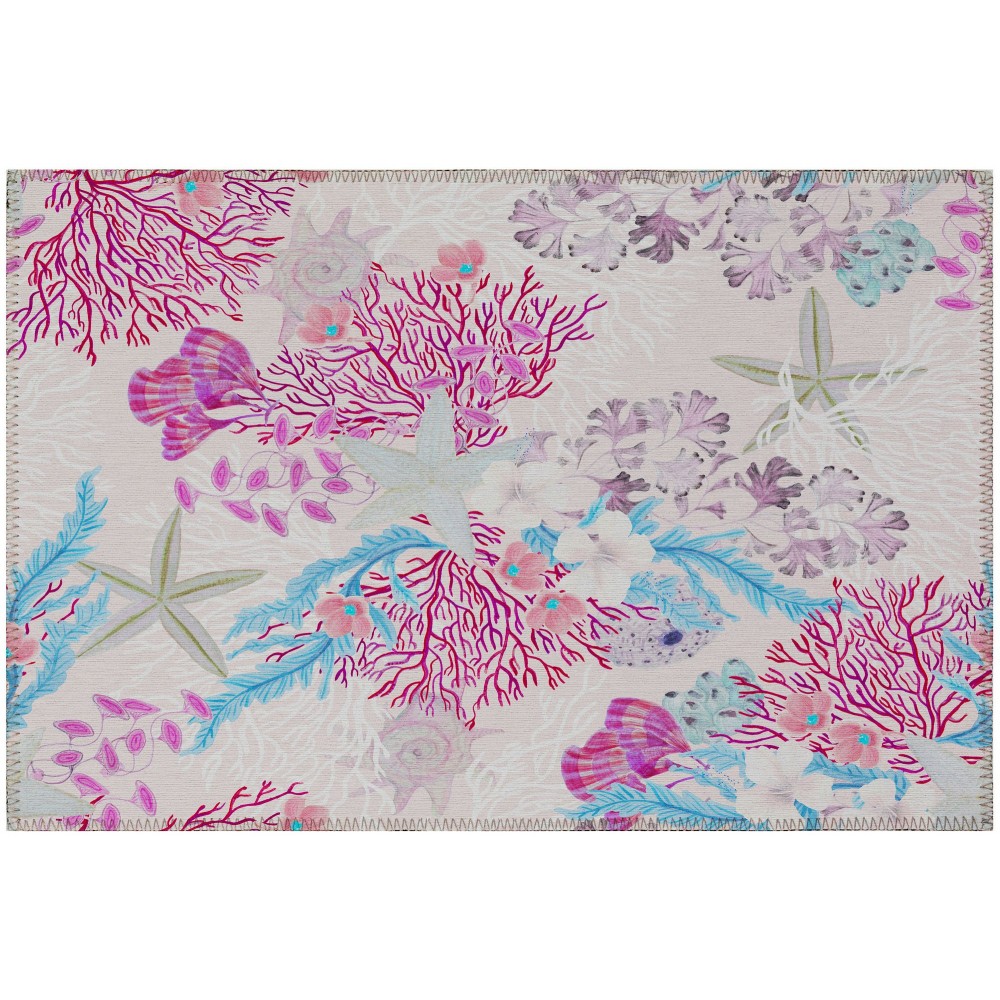 Indoor/Outdoor Seabreeze SZ1 Blush Washable 1'8" x 2'6" Rug