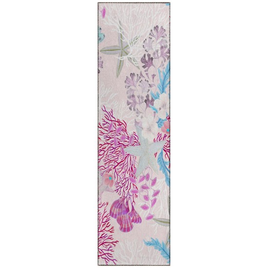 Indoor/Outdoor Seabreeze SZ1 Blush Washable 2'3" x 7'6" Runner Rug